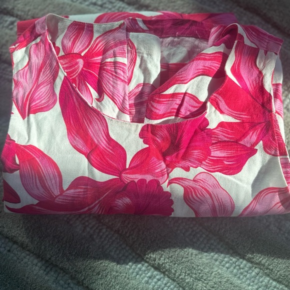 White Pink Linen Orchid Rua Sleeveless Shift Dress Size XS - Picture 2 of 5